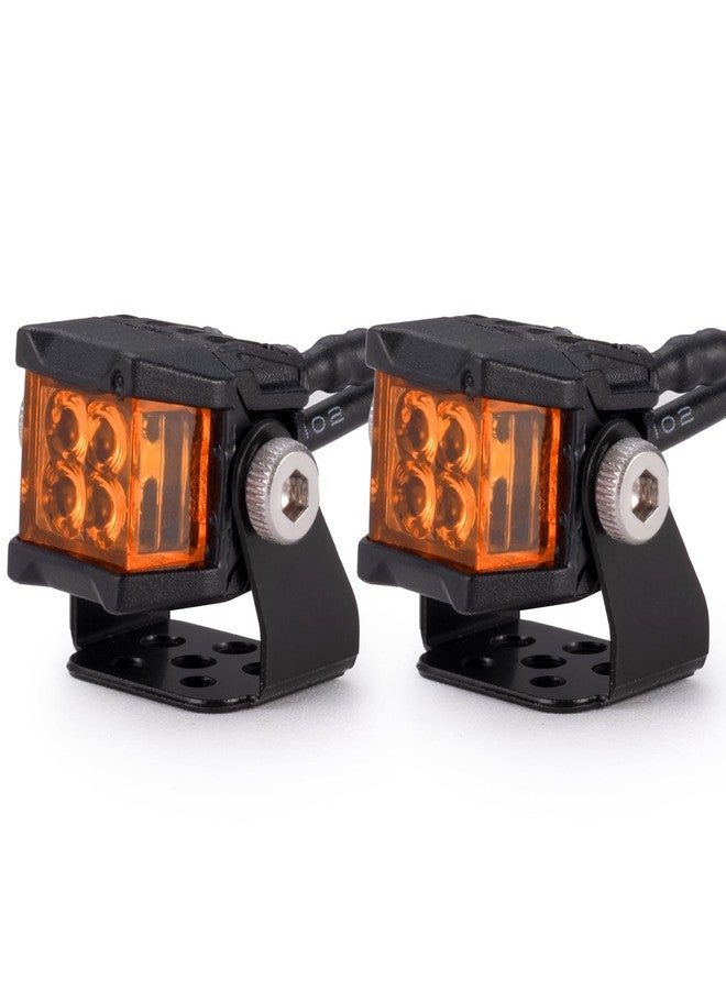MORFUM 2Pcs RC Car Square LED Lights Headlights Spotlight Bumper LED Headlight 12mm for 1/10 RC Crawler Axial TRX4 SCX10 Upgrade Part Decoration Lights (Orange) - Image 1